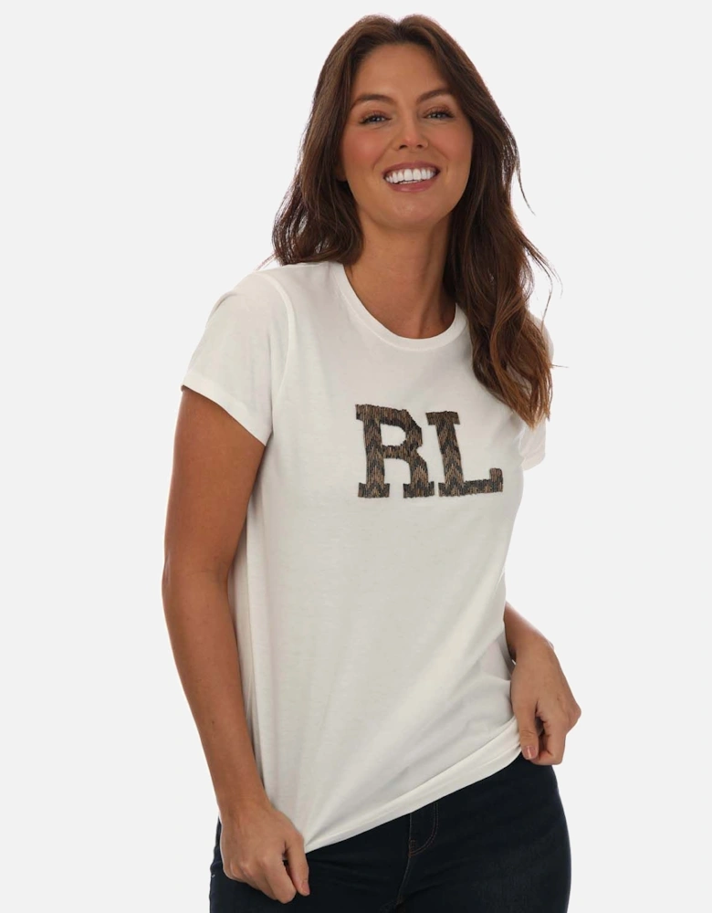 Womens Beaded RL Cotton Jersey T-Shirt