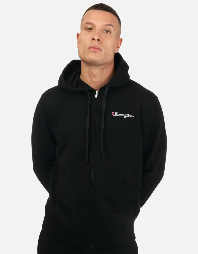 Mens Small Embroidered Script Logo Zip Hoody