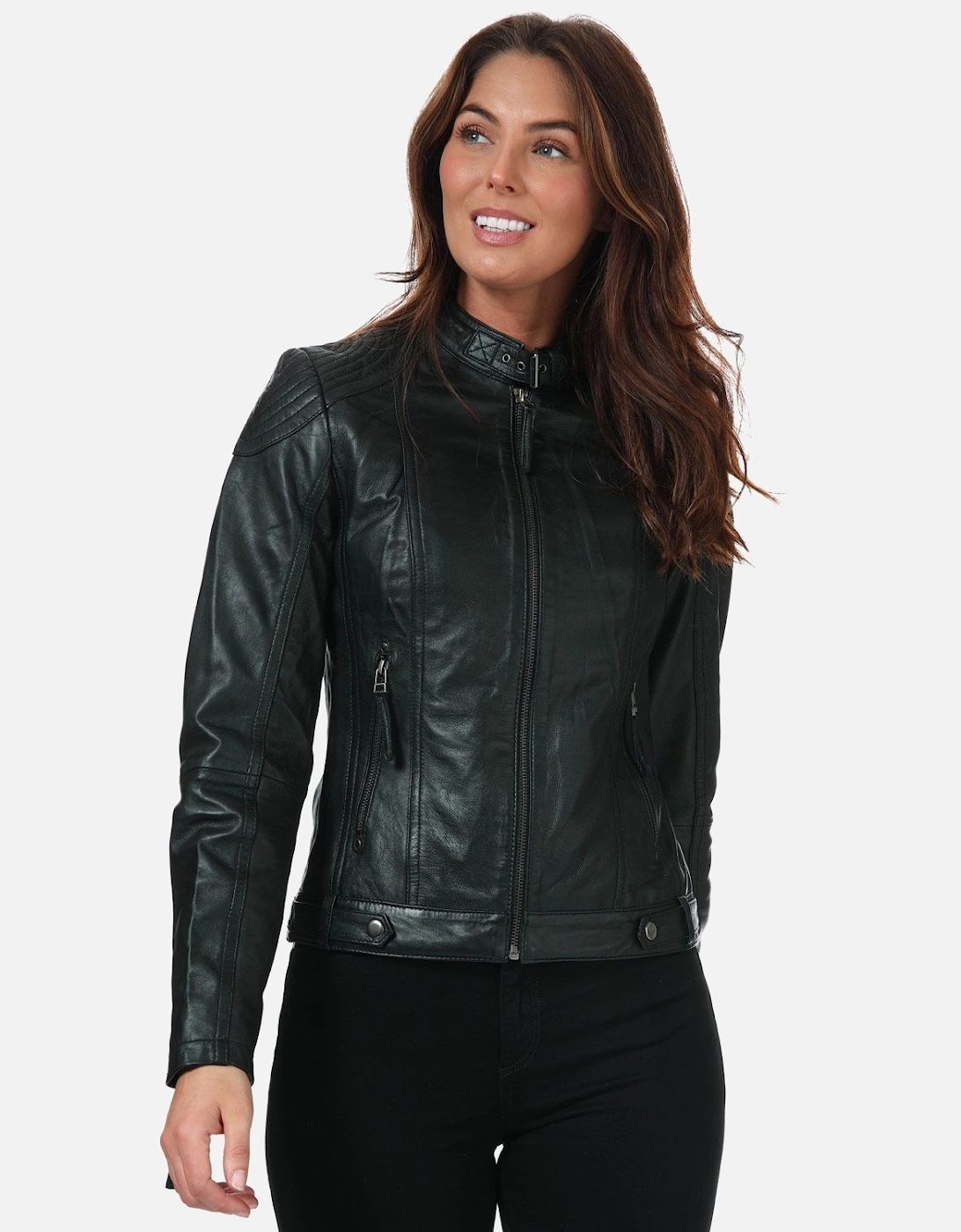 Womens Annette Leather Jacket, 7 of 6