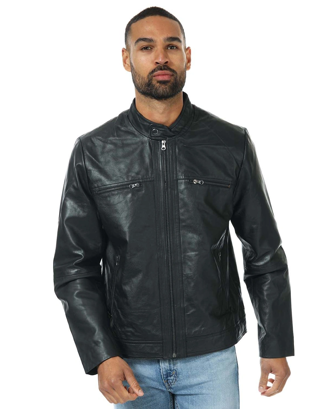 Mens Borya Leather Jacket, 7 of 6