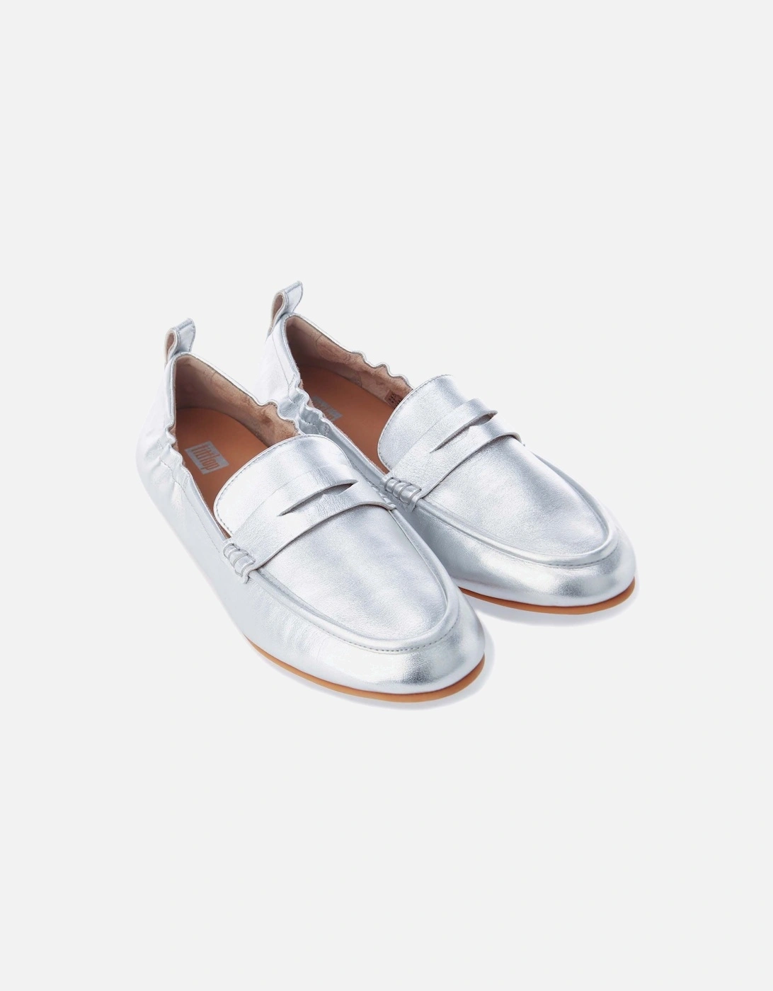 Womens Allegro Metallic Leather Penny Loafers, 6 of 5