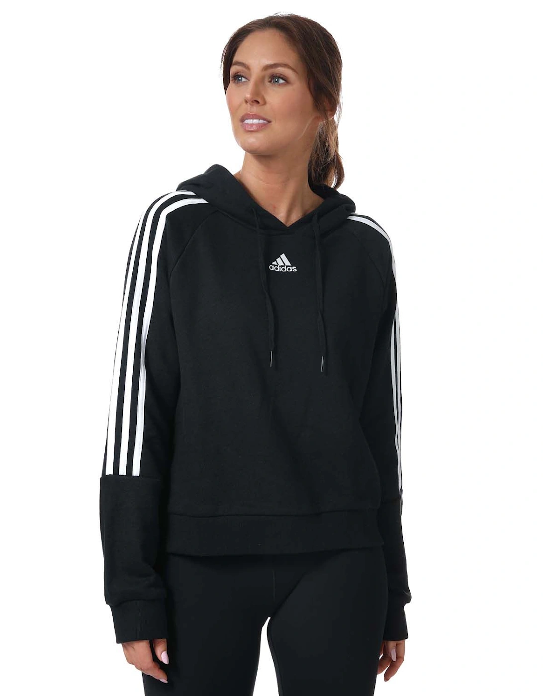 Womens Essentials 3-Stripes Cropped Hoody