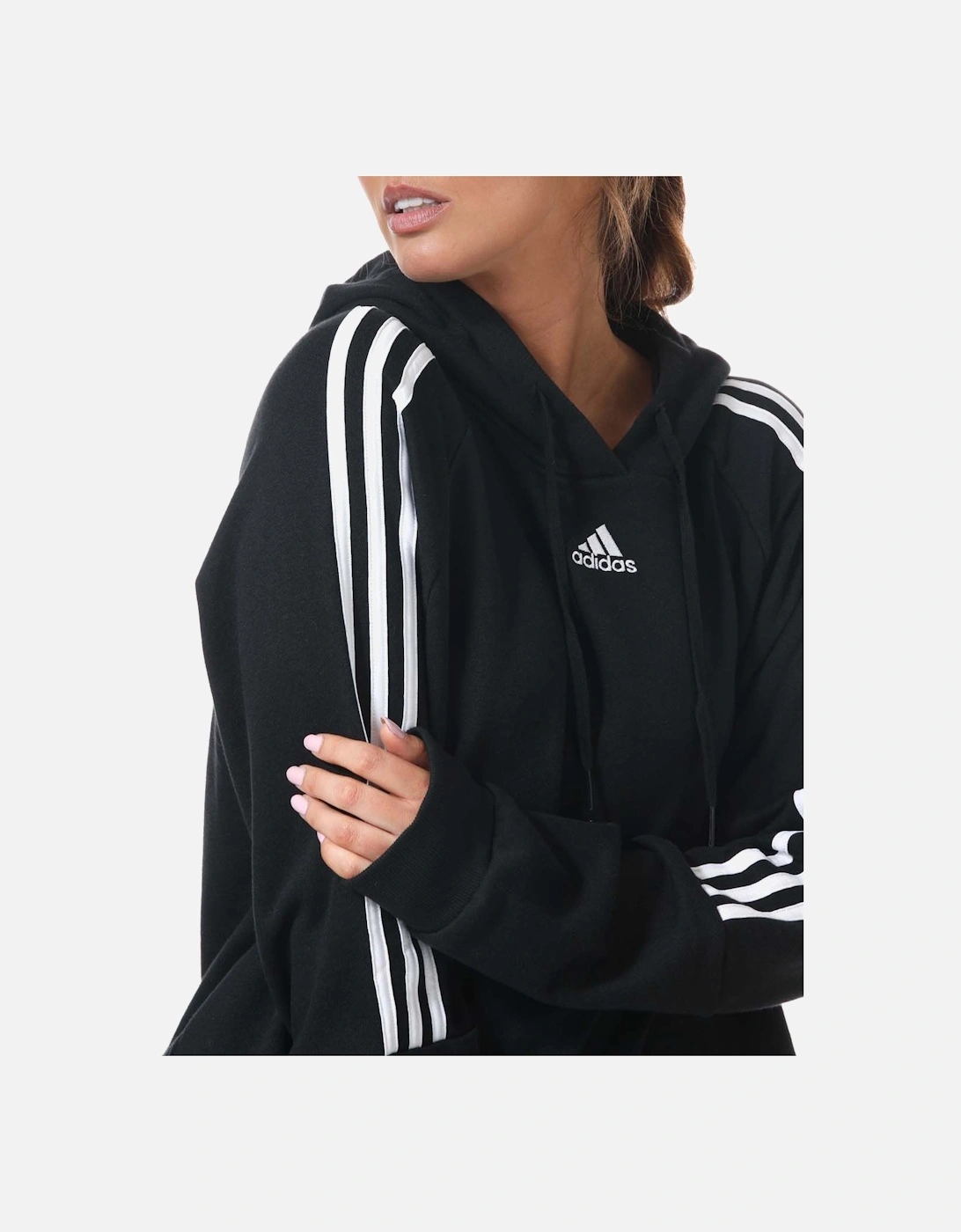 Womens Essentials 3-Stripes Cropped Hoody