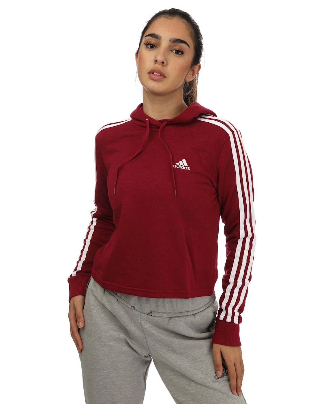 Womens Essentials 3-Stripes Cropped Hoody, 7 of 6