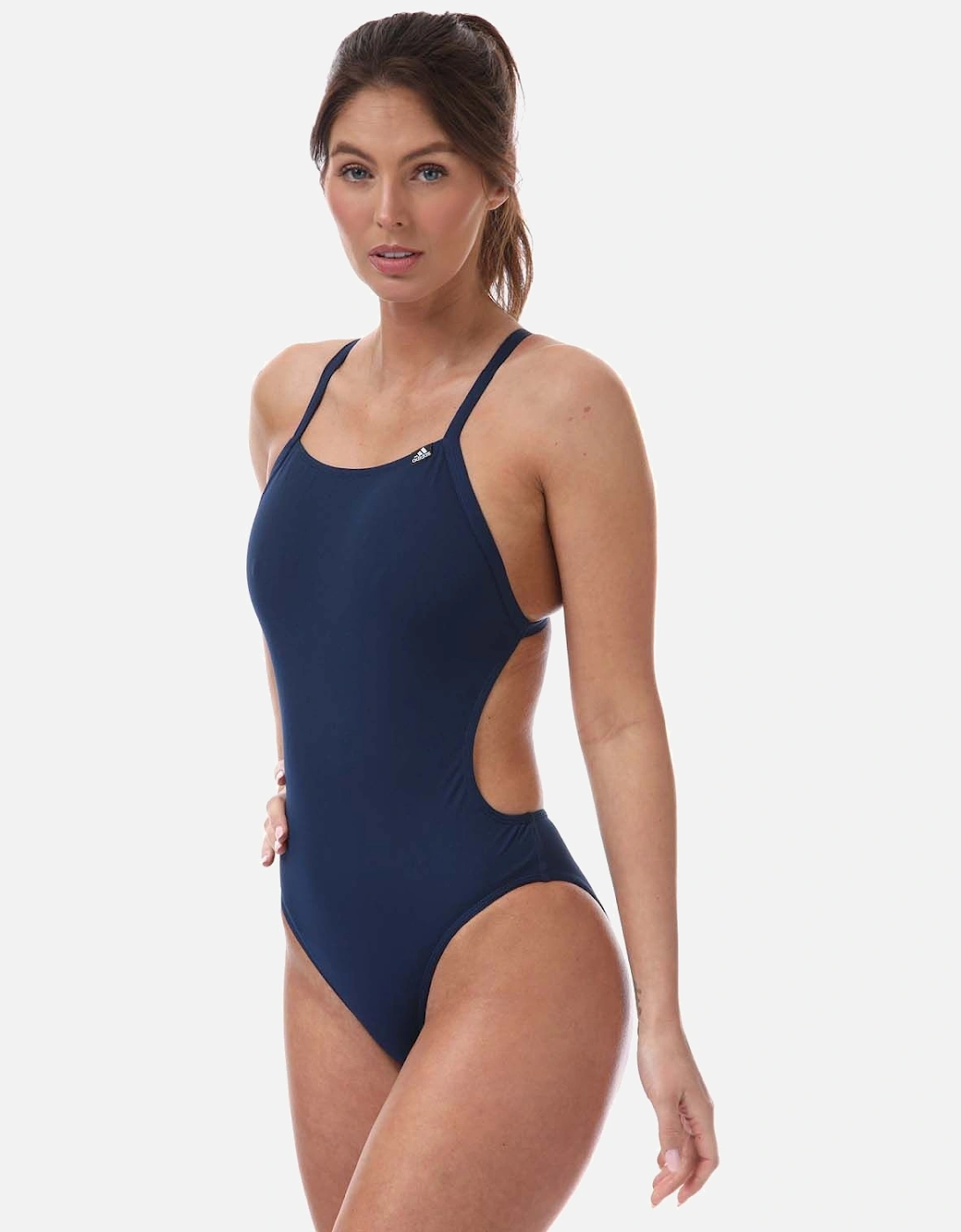 Womens Sports Performance Solid Swimsuit, 6 of 5