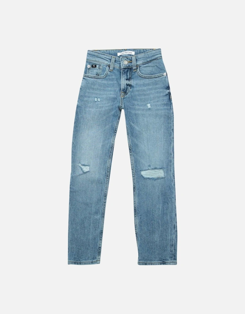 Junior Boys Mid Rise Straight Ripped Jeans