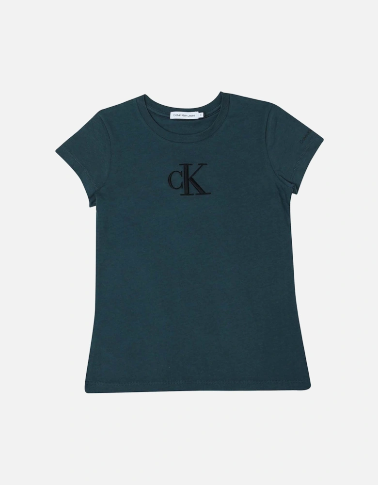 Junior Girls Monogram Embroidery T-Shirt