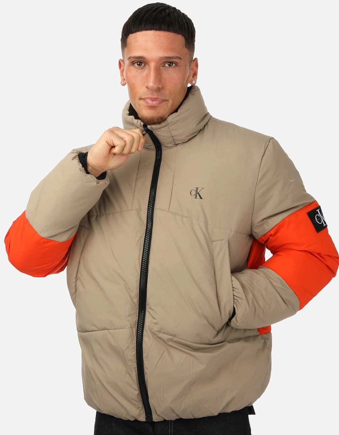 Mens Colour Block Puffer Jacket, 7 of 6