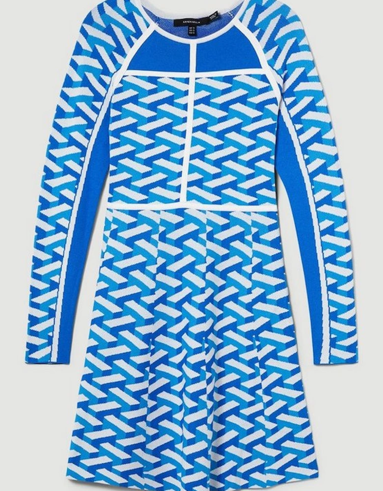 Geo Jacquard Knit Skater Mini Dress