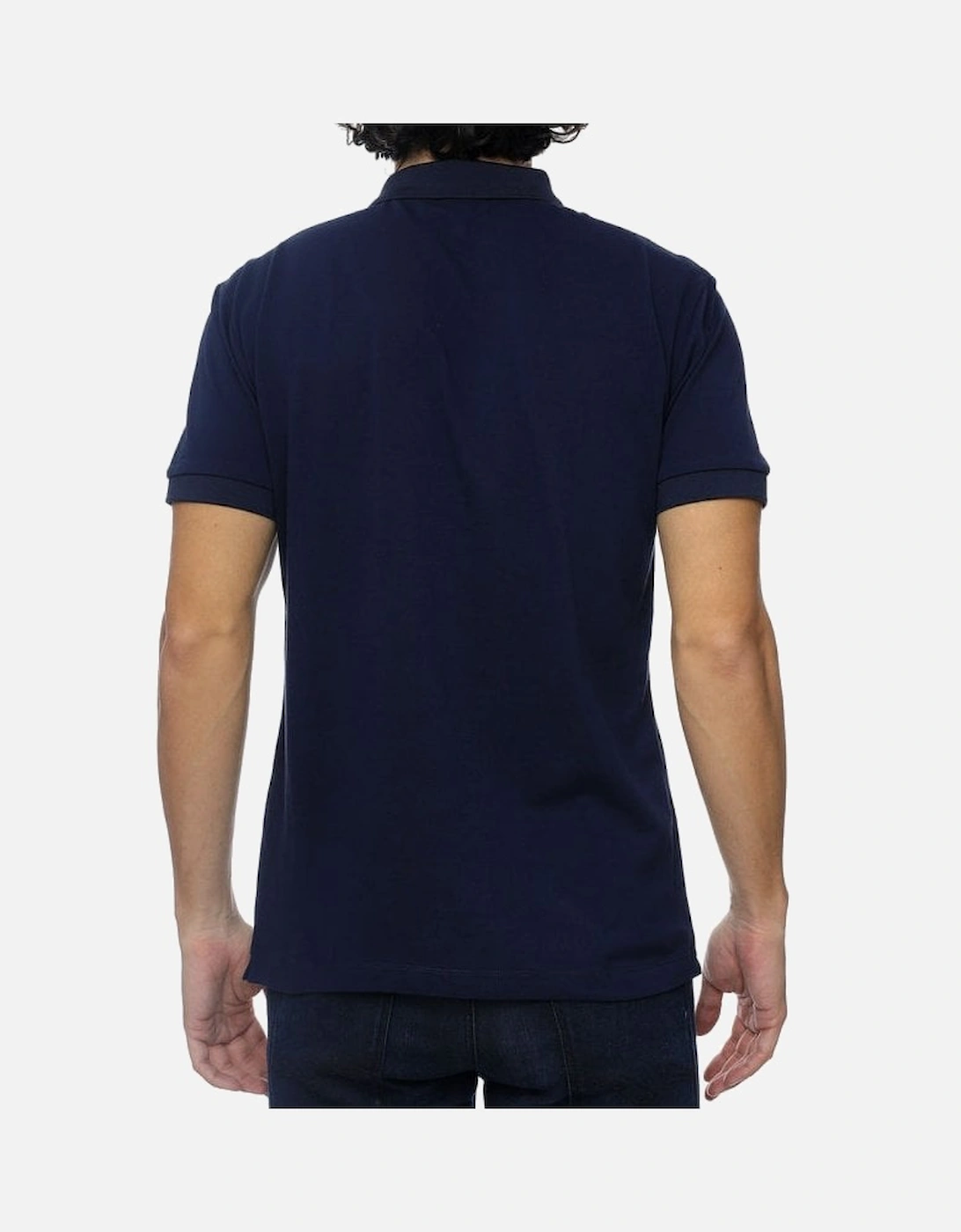 Cotton Rubberised Logo Navy Blue Short Sleeve Polo