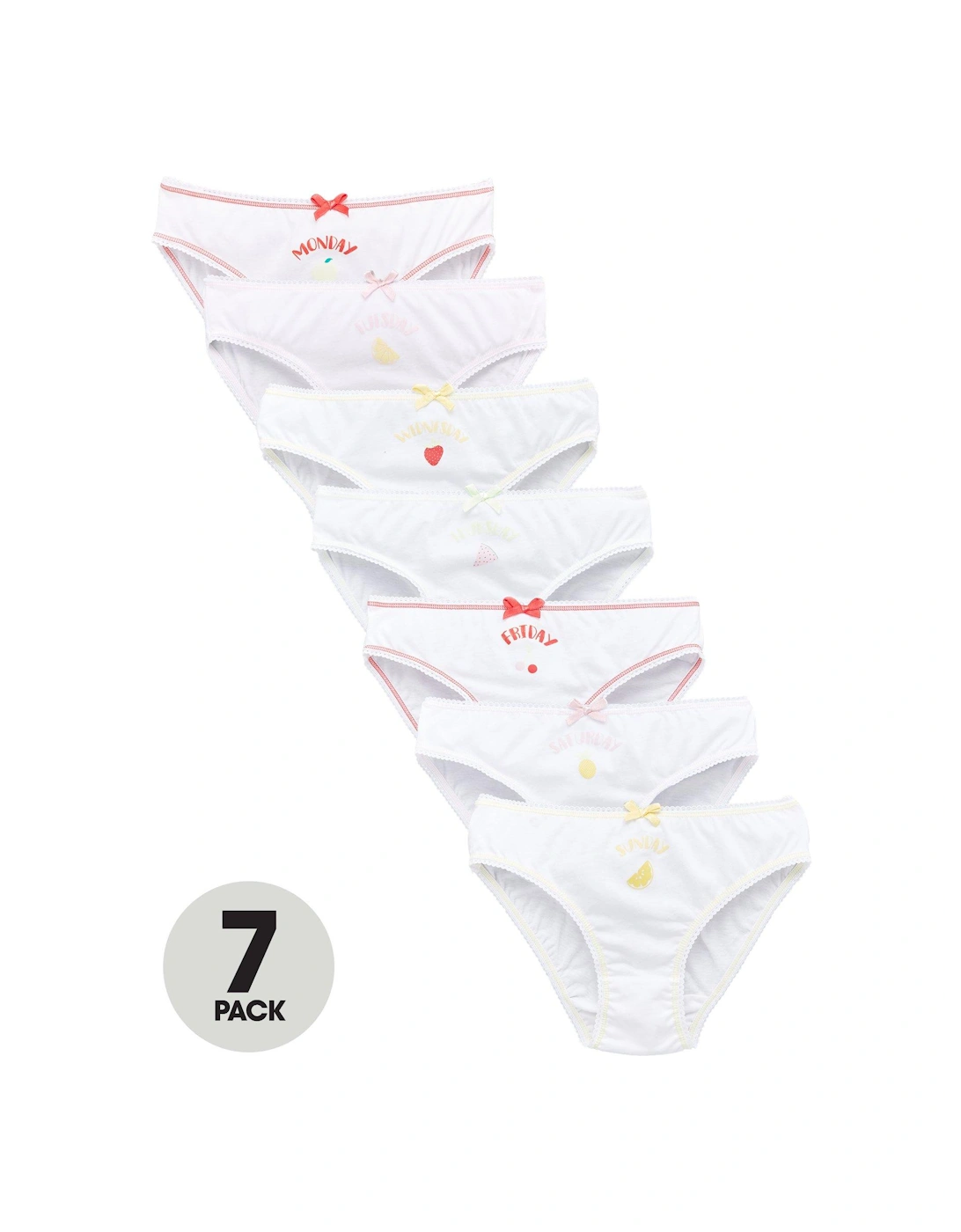 Girls 7 Pack School Days Of The Week Briefs - White, 4 of 3
