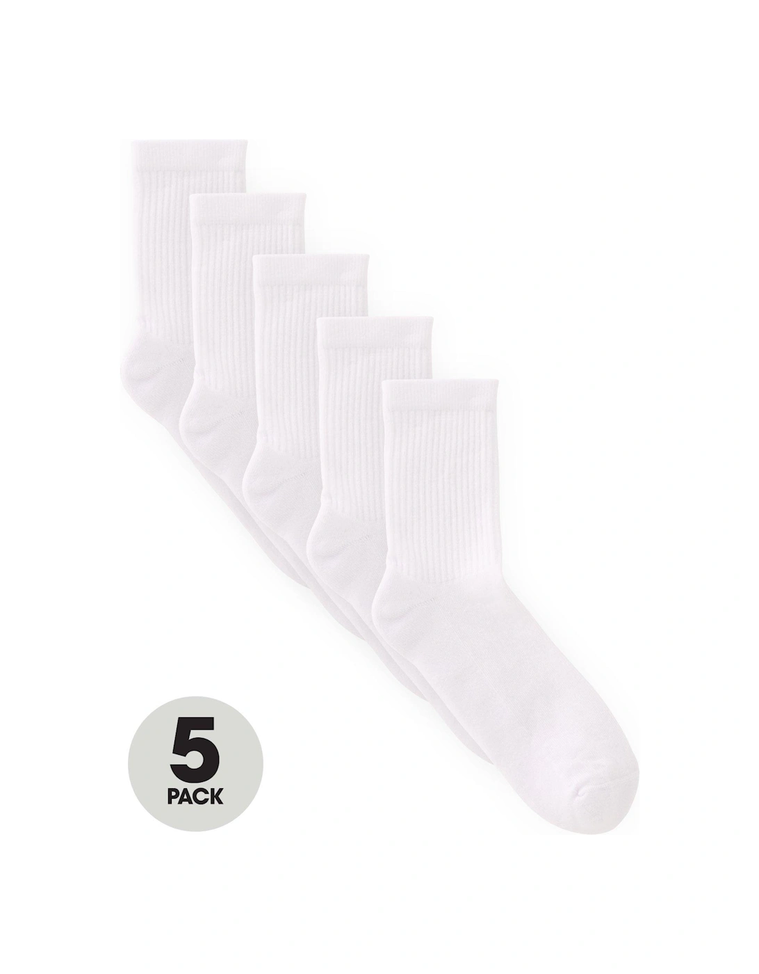 5 Pack of Unisex White Sports Socks - White, 2 of 1