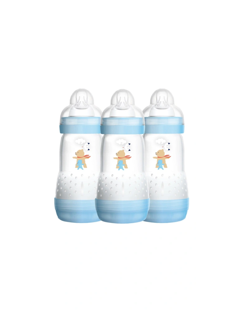 Easy Start 260ml Baby Bottle - 3 Pack Blue