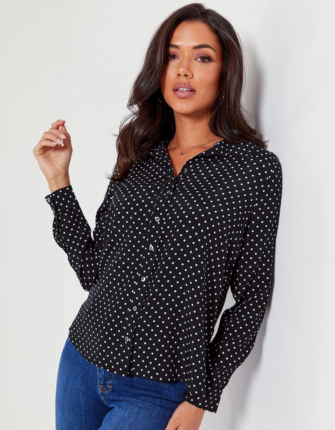 Kelly Woven Fitted Shirt - Black/White, 2 of 1