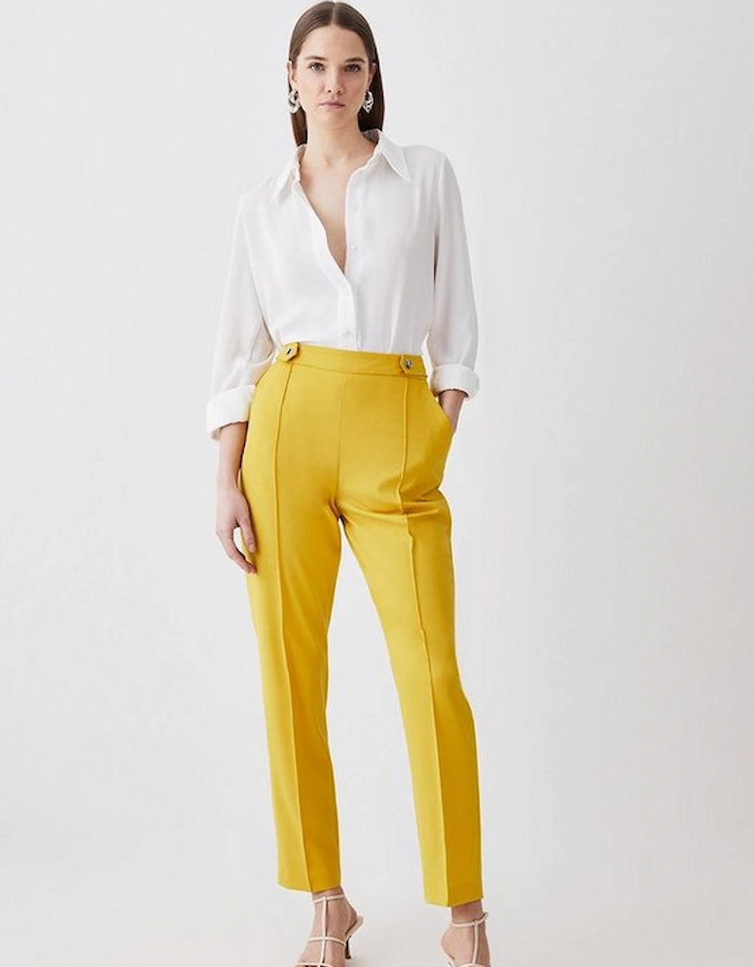 Polished Seam Detail Slim Leg Trousers, 5 of 4