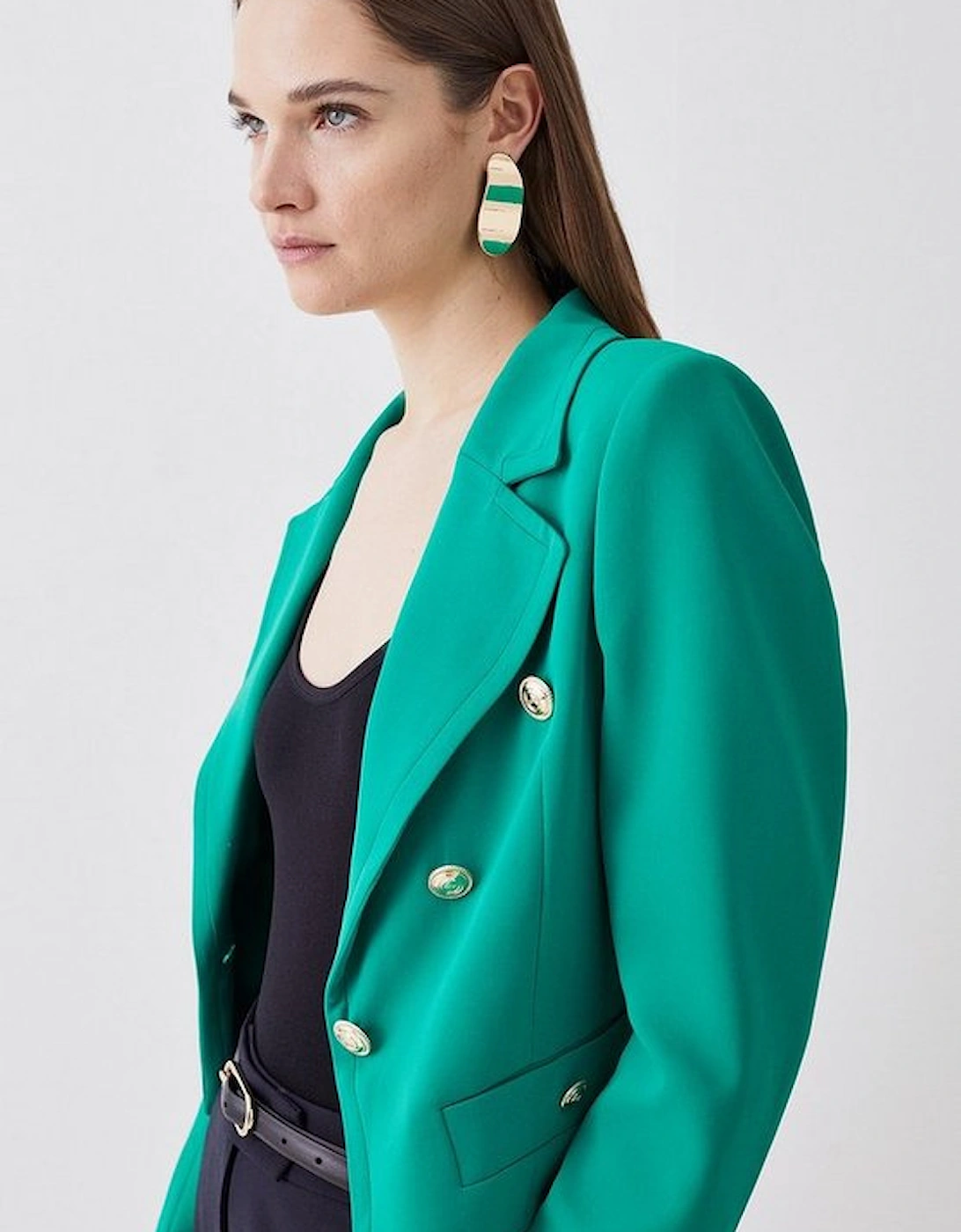 Soft Tailored Military Button Crop Jacket, 5 of 4