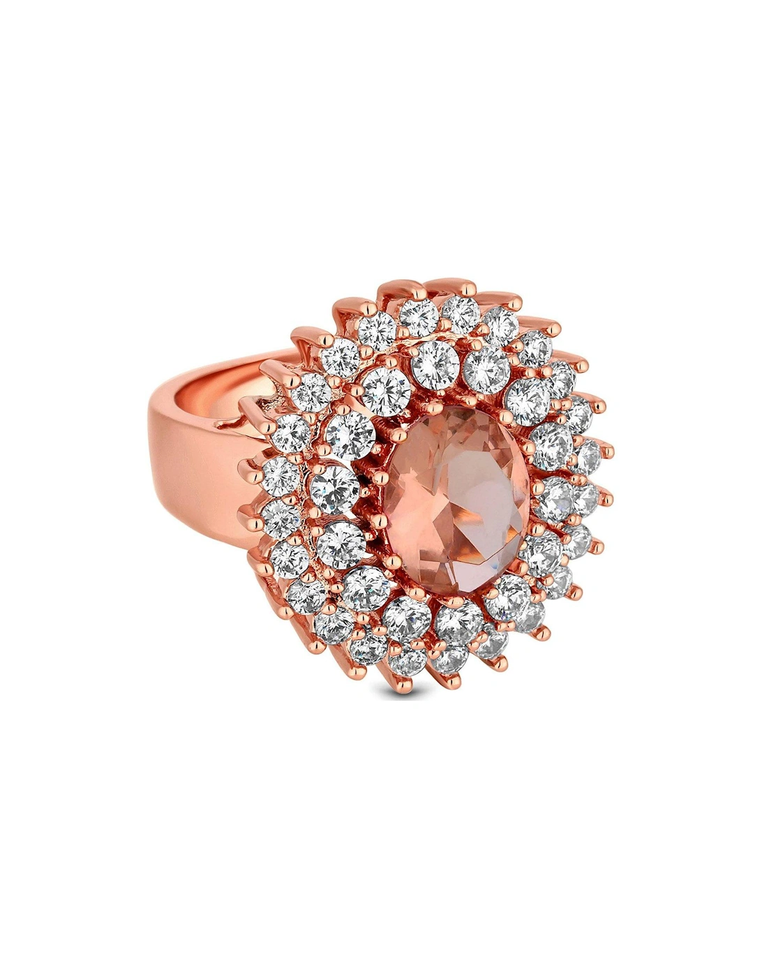 Rose Gold Plated Pink Cubic Zirconia Cocktail Ring, 2 of 1