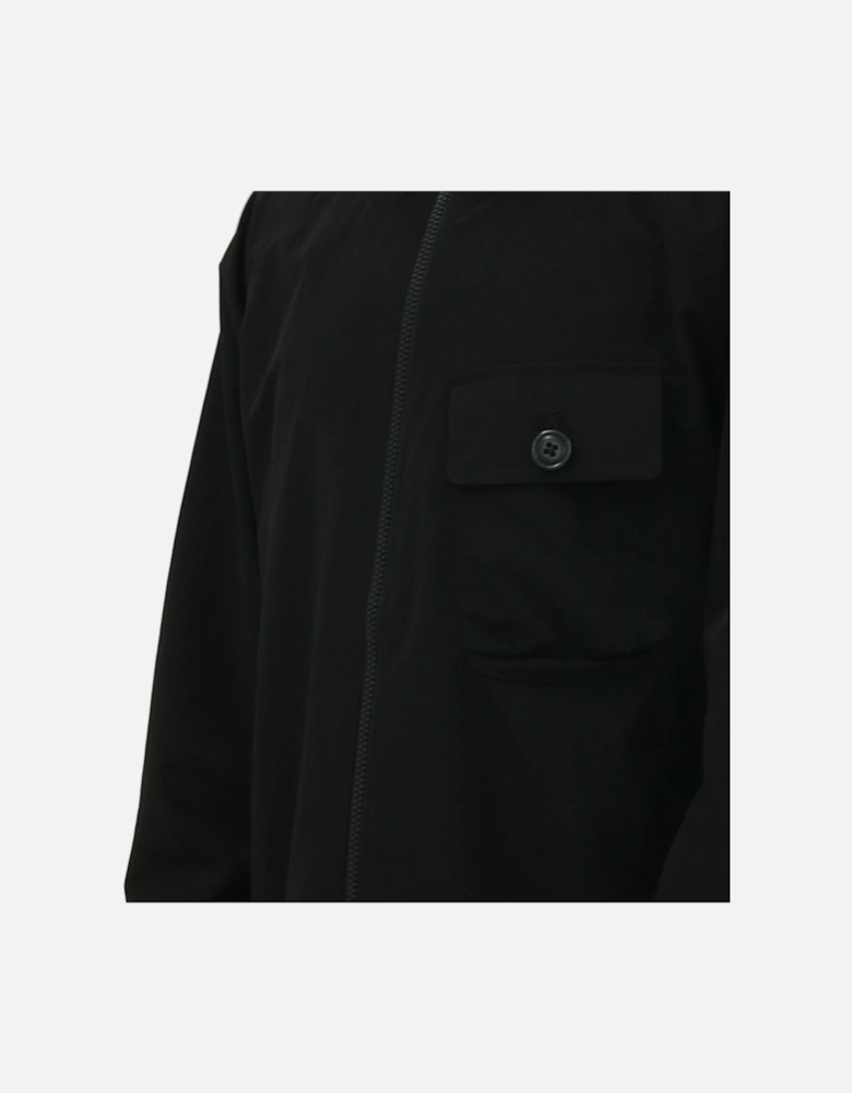 Single Chest Pocket Black Hooded Jacket