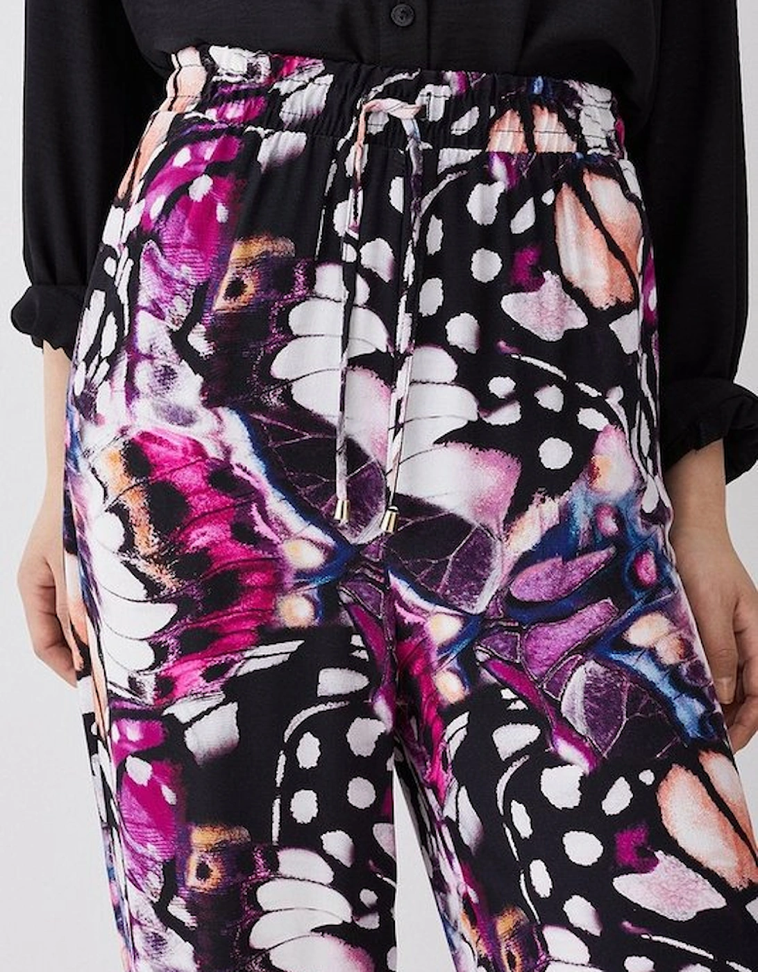 Butterfly Print Woven Wide Leg Trousers