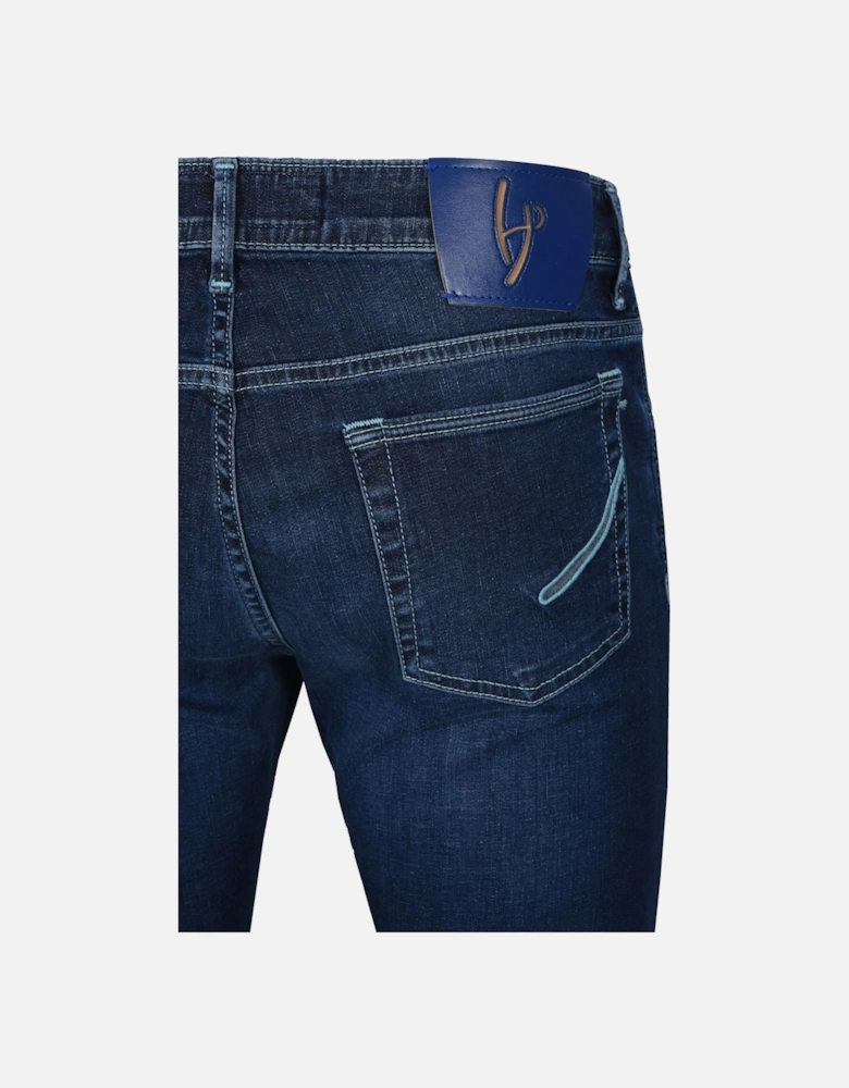 Handpicked Ravello Blue Leather Badge Jeans Denim