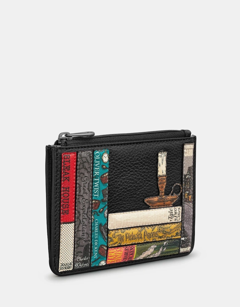 Black Charles Dickens Bookworm Zip Top Purse