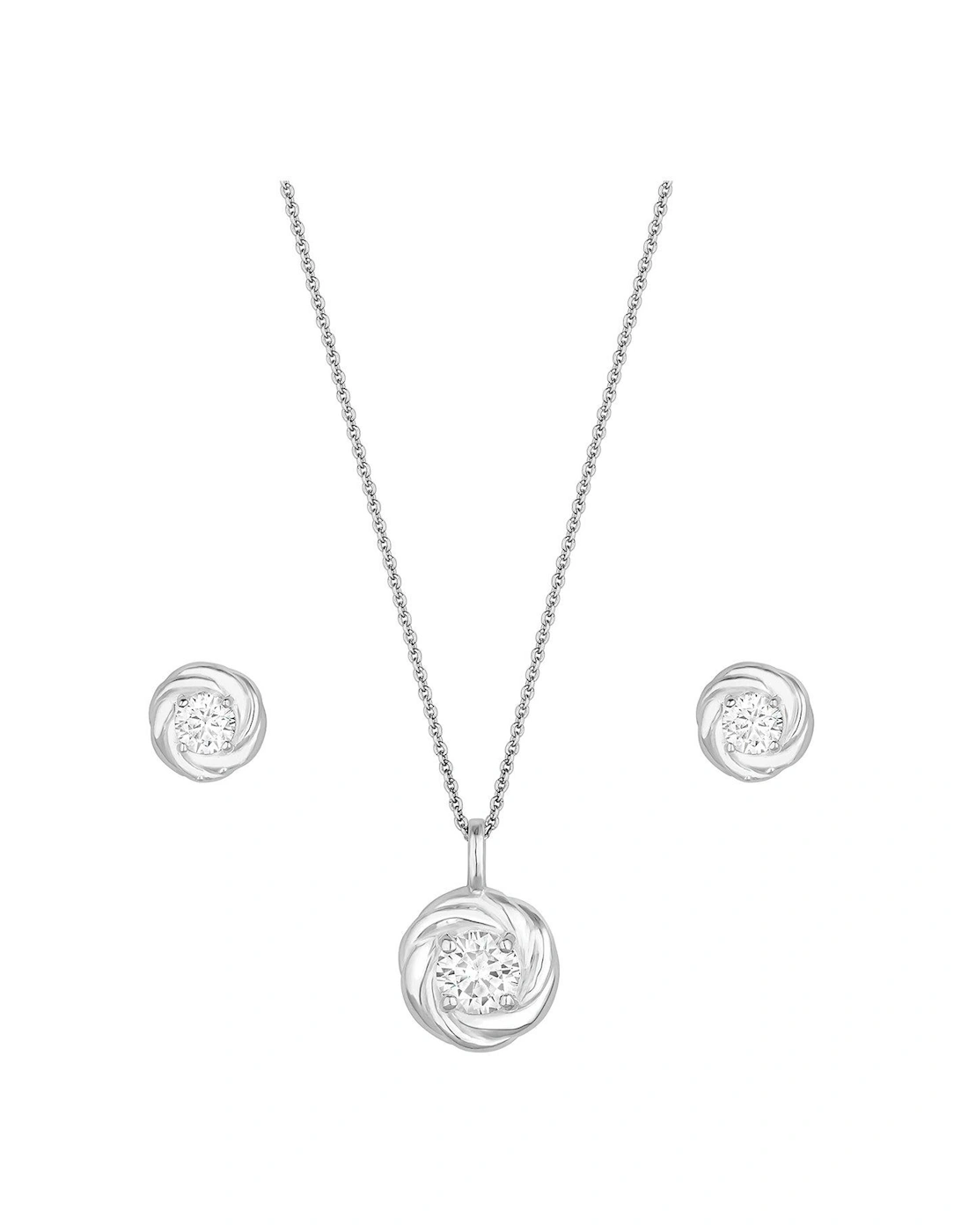 Sterling Silver 925 Cubic Zirconia Knot Set - Gift Boxed, 3 of 2