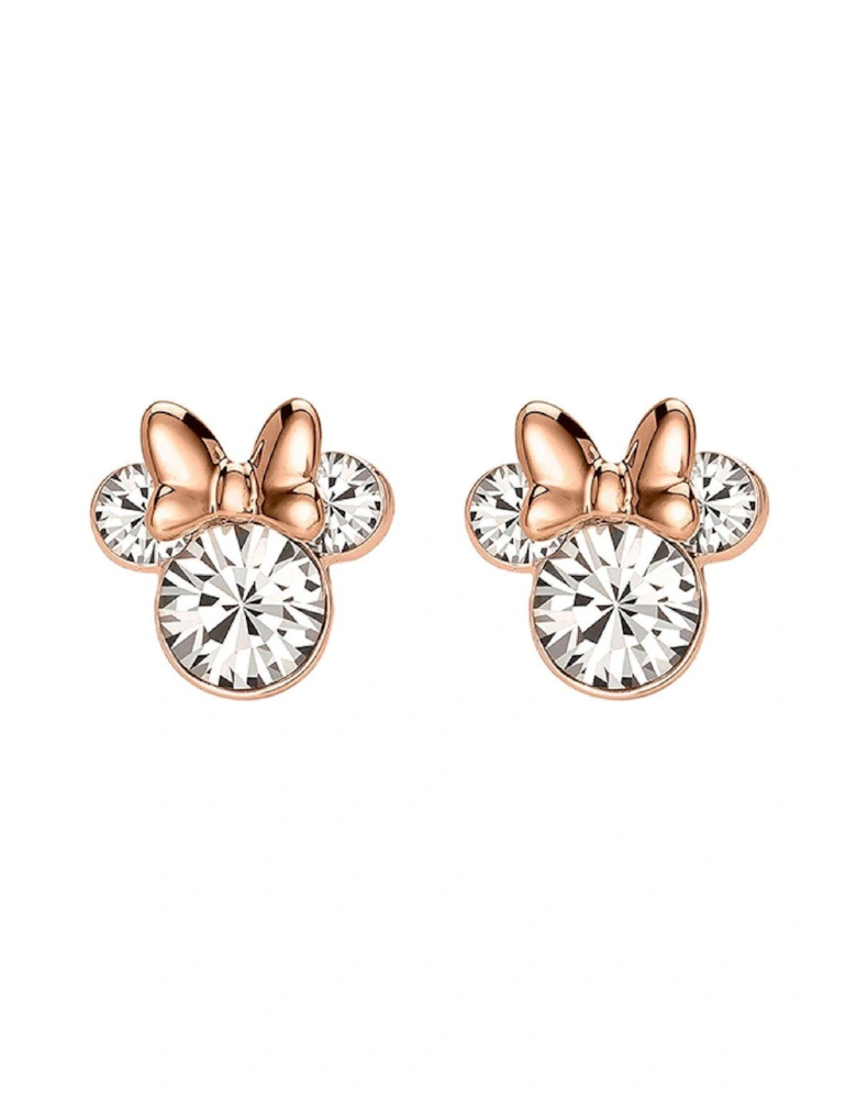 Minnie Mouse two tone sterling silver crystal earrings