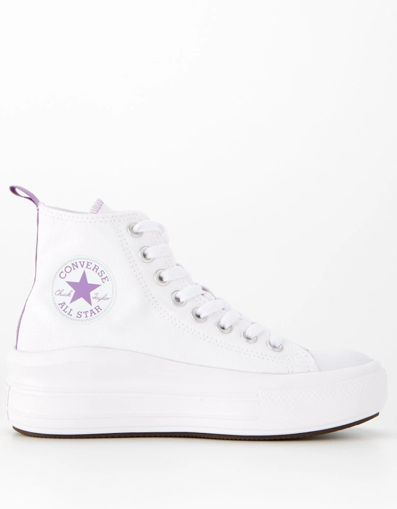 Junior Girls Move Canvas Hi Top Trainers - White/Purple