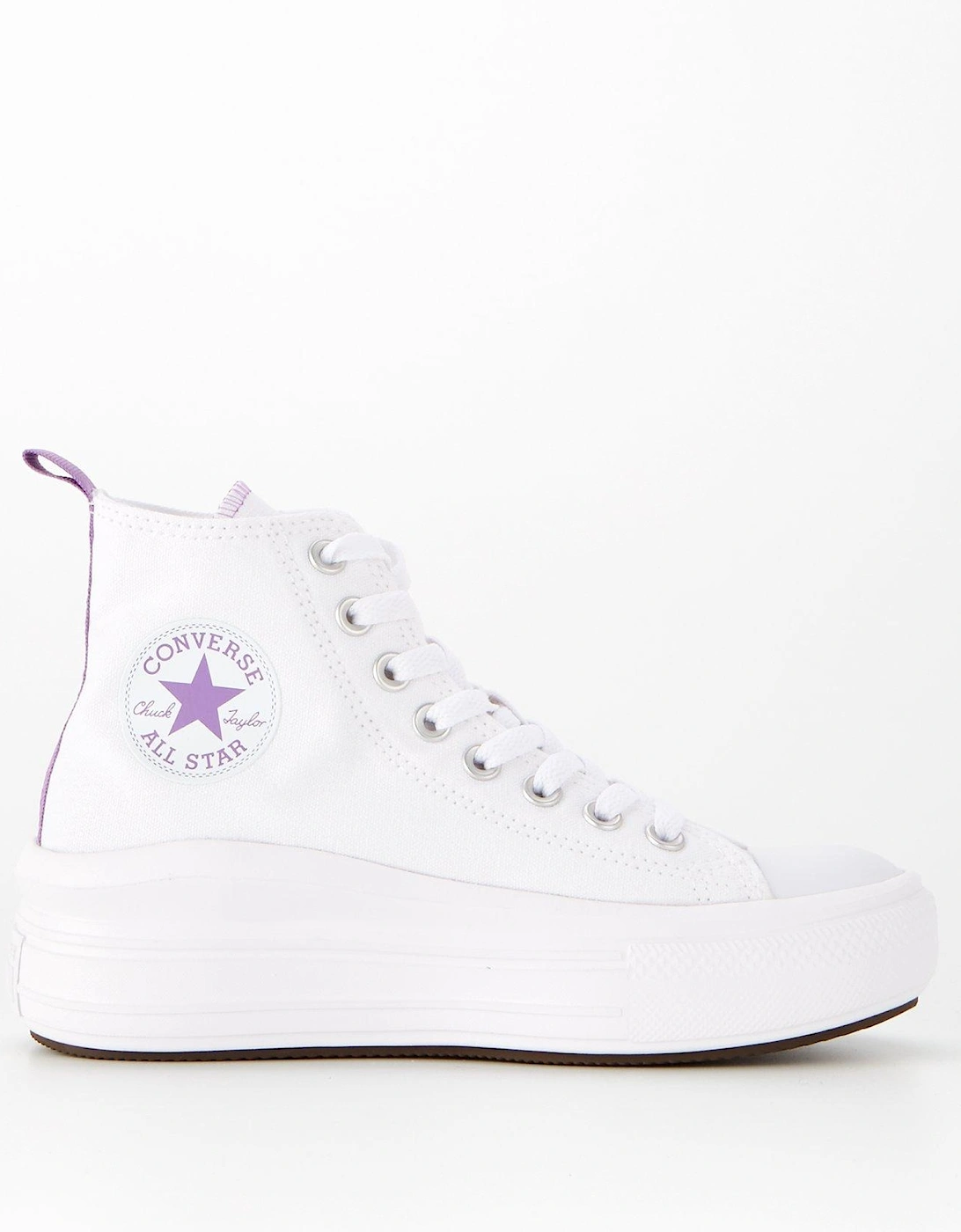 Junior Girls Move Canvas Hi Top Trainers - White/Purple, 2 of 1