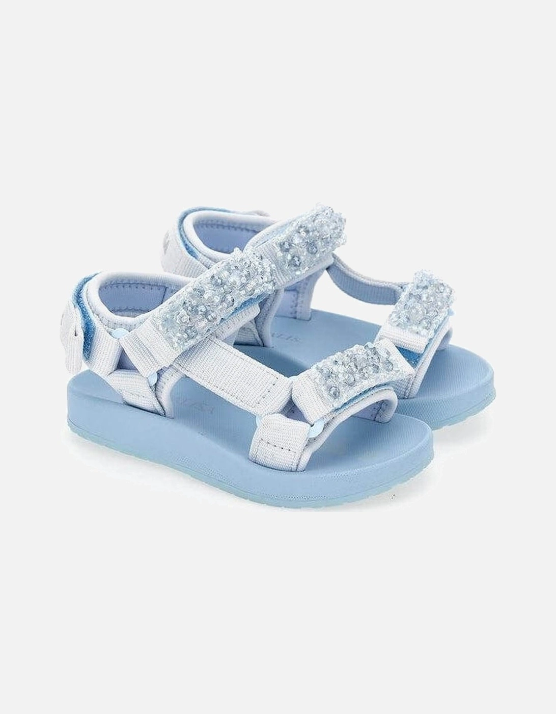 Girls Blue Jewel Sandals, 6 of 5