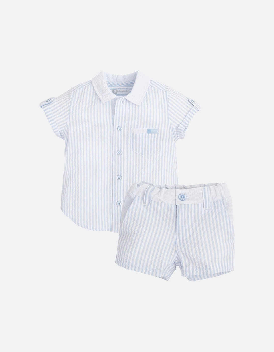 Blue Stripe Polo Shirt Short Set, 3 of 2