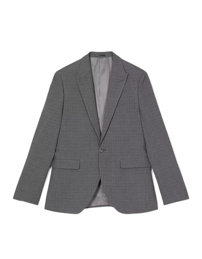 Mens Grid Checked Skinny Suit Jacket