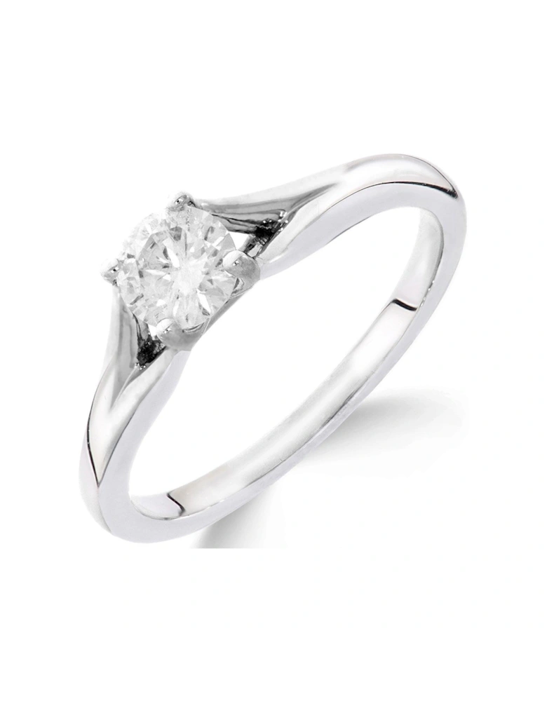 9ct White Gold 1/3 Carat Diamond Solitaire Ring with Tapered Shoulders