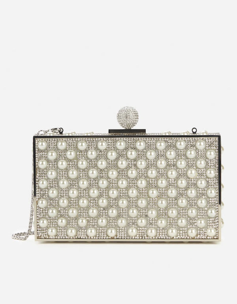 Women's Clara Crystal Box Bag - Silver & Pearl