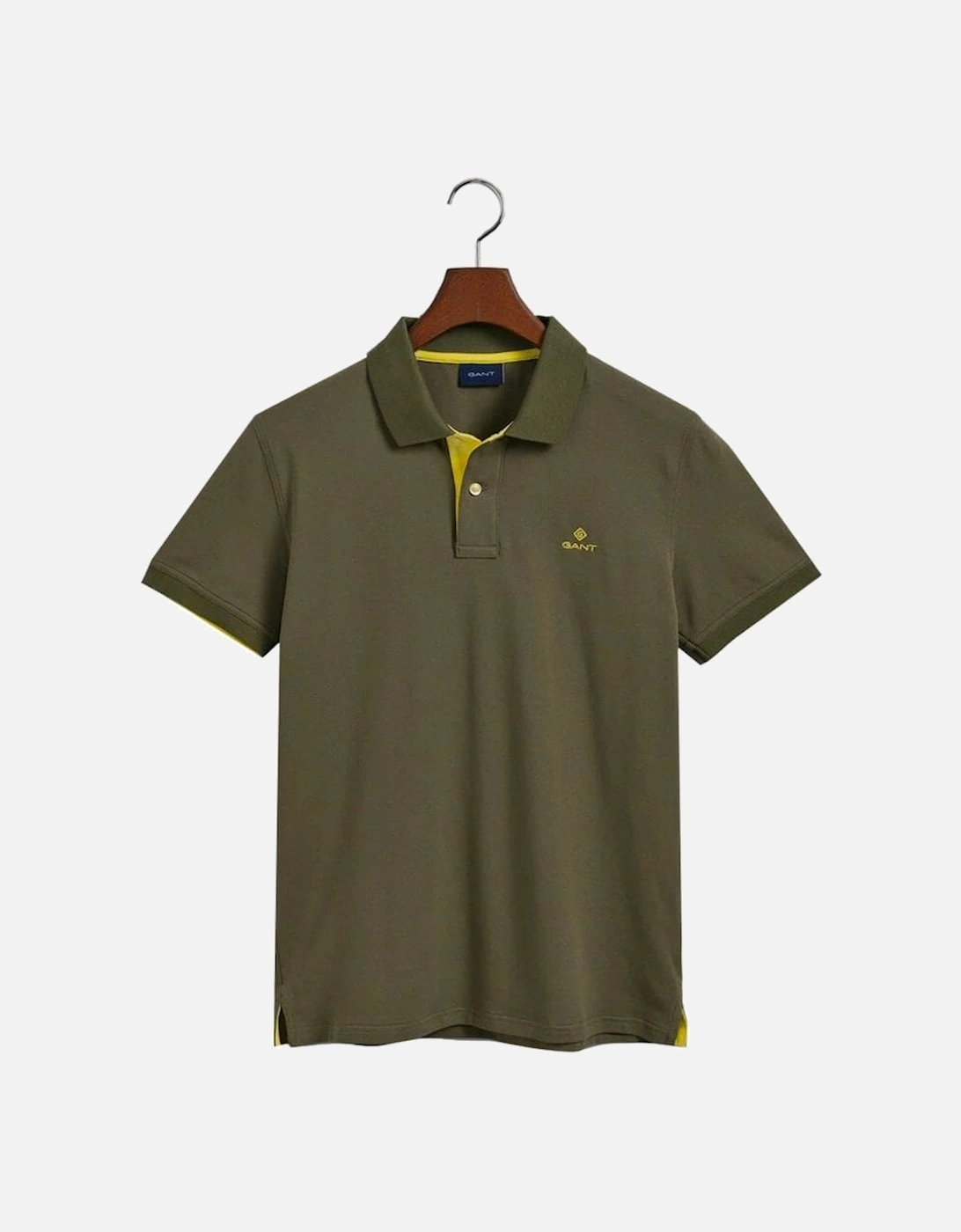 Contrast Collar Pique Short Sleeve Polo Shirt Racing Green, 2 of 1