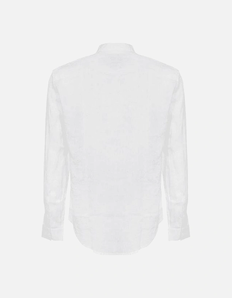 Woven White Button Up Linen Shirt