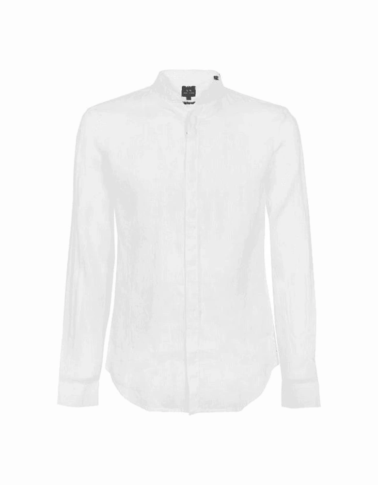 Woven White Button Up Linen Shirt