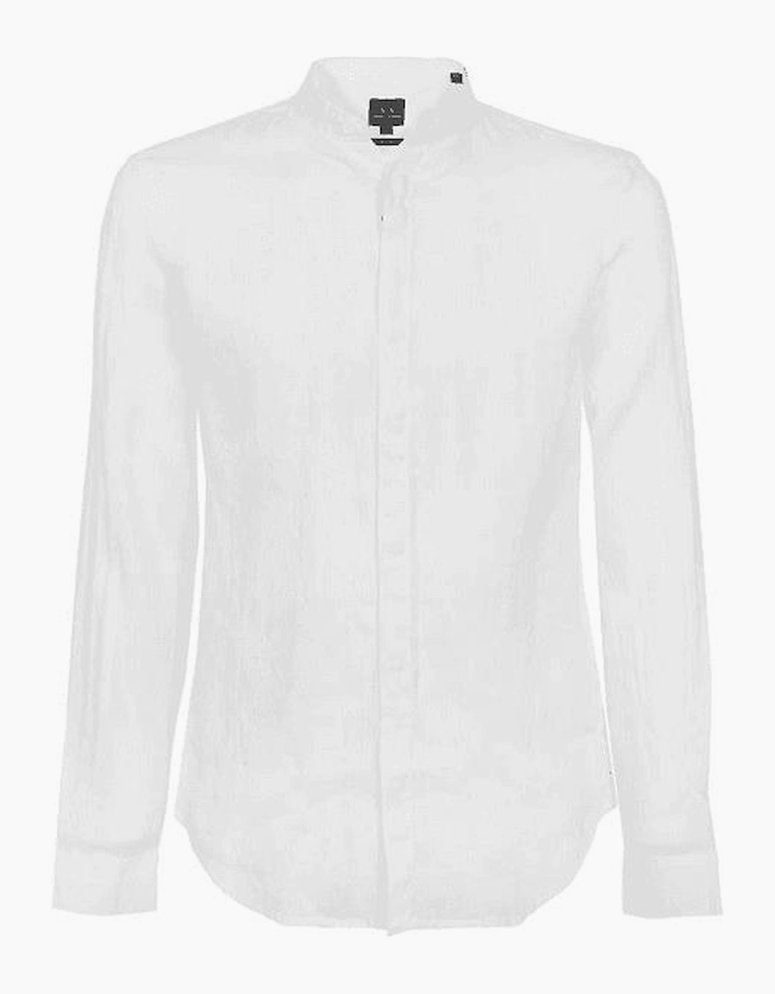 Armani Exchange Men's White Grandad Collar Linen Shirt - : 42/Regular Xl