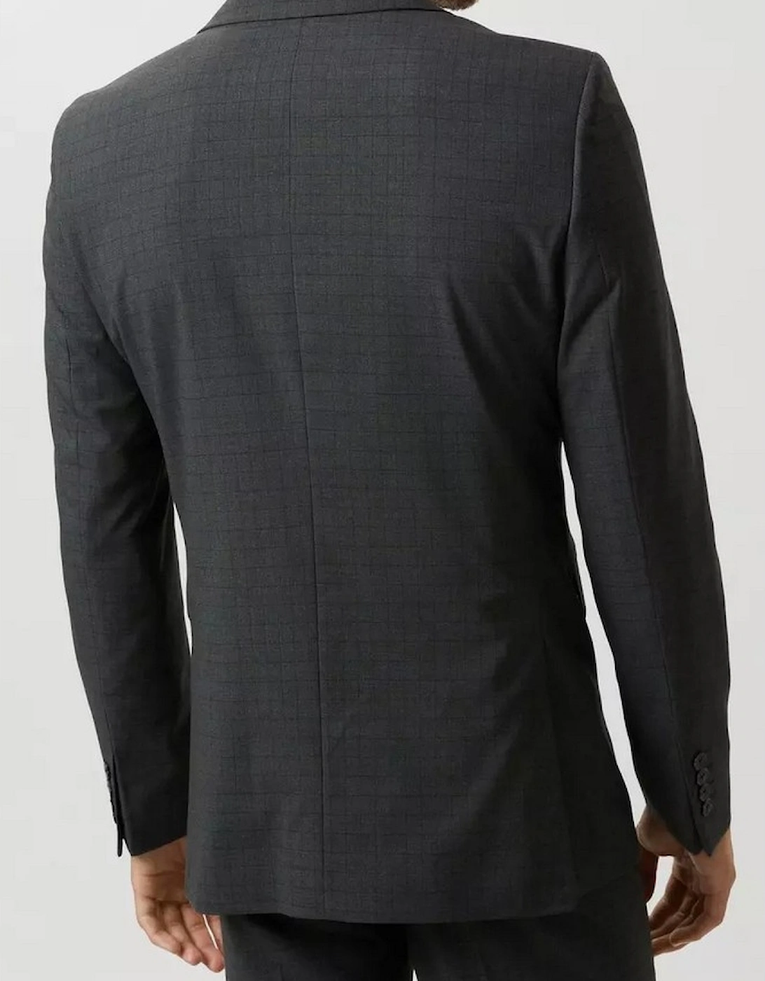 Mens Grid Checked Skinny Suit Jacket