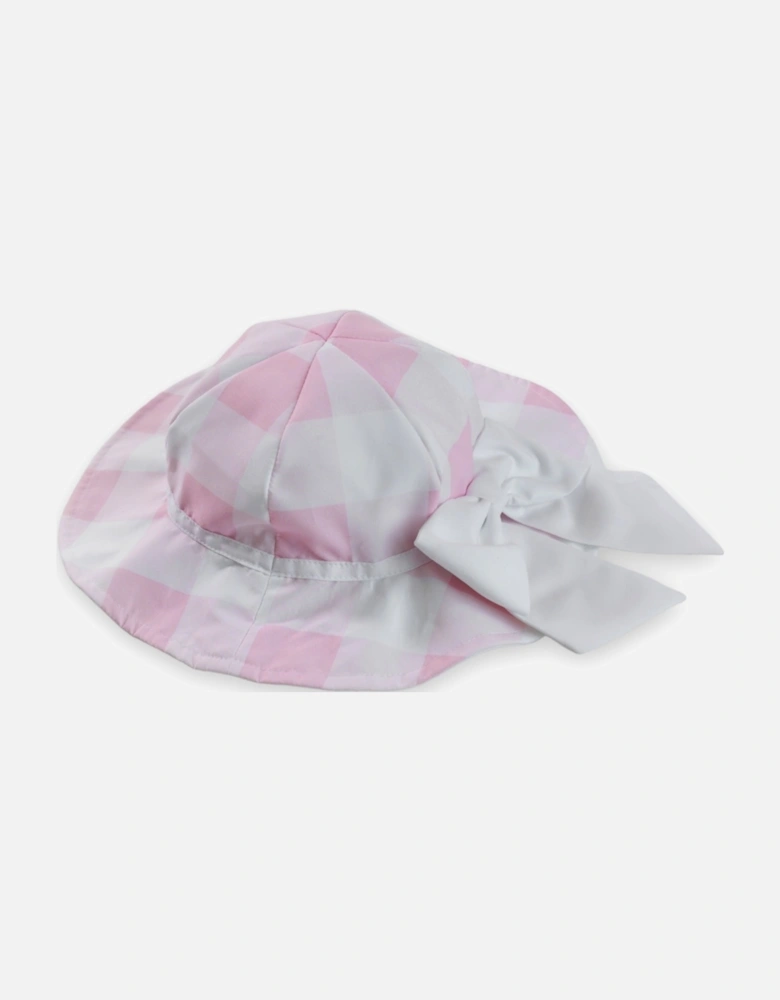 Pink Check Bow Sun Hat