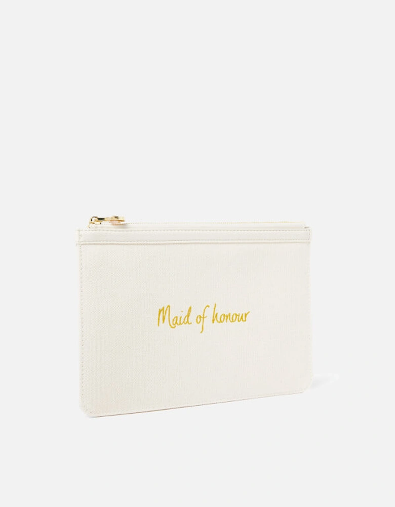 Bridal Embroidered Maid of Honour Canvas Pouch