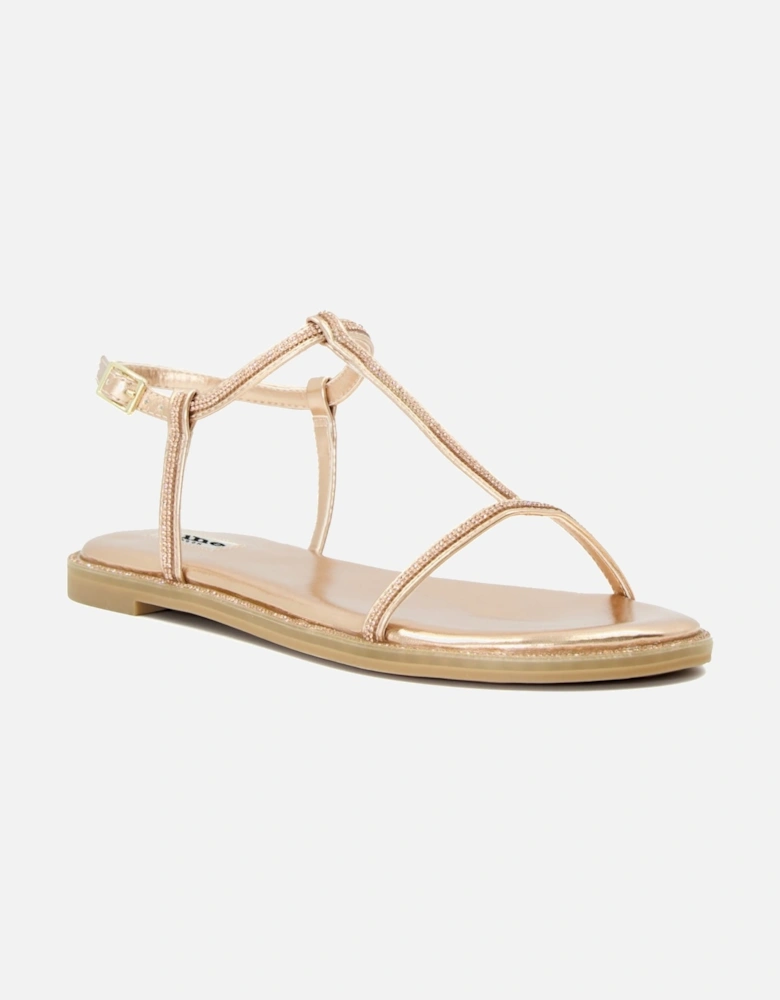 Ladies Narrate - Diamante Flat T-Bar Sandals