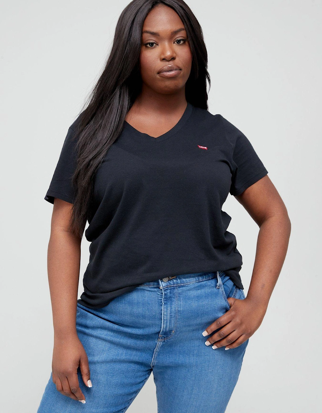 V-neck T-shirt (plus Size) - Caviar - Black, 5 of 4