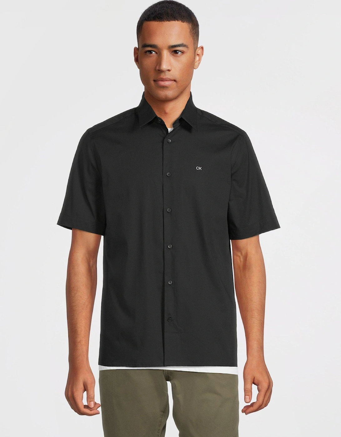 Poplin Stretch Short Sleeve Regular Shirt - Black, 6 of 5