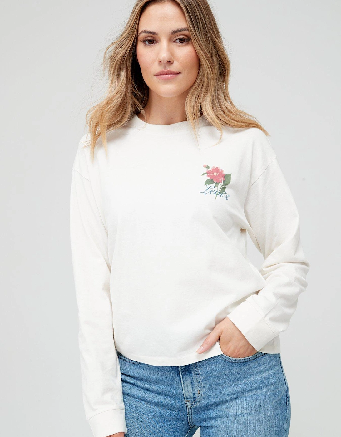 Graphic Long Sleeve Cinched T-Shirt - Tofu - White, 5 of 4