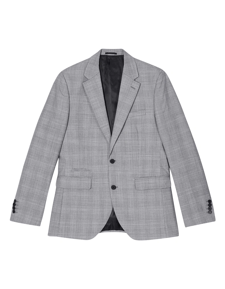 Mens Checked Wool Single-Breasted Slim Suit Jacket