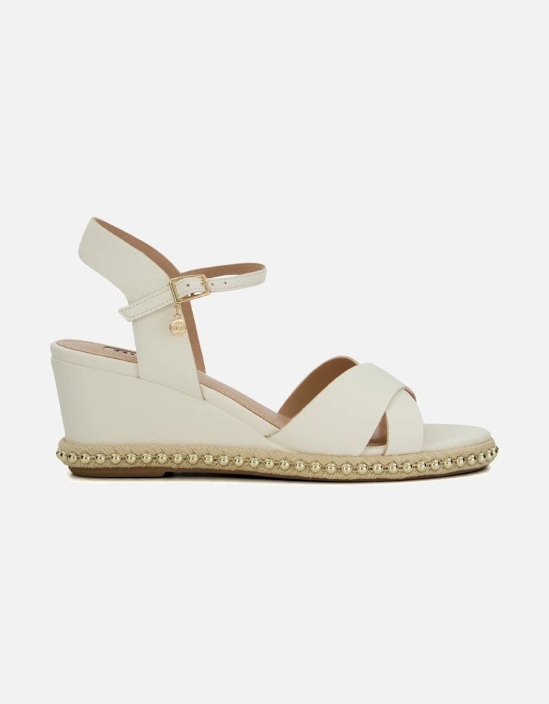 Ladies Kinda - Metal-Ball-Trim Mid-Wedge Sandals