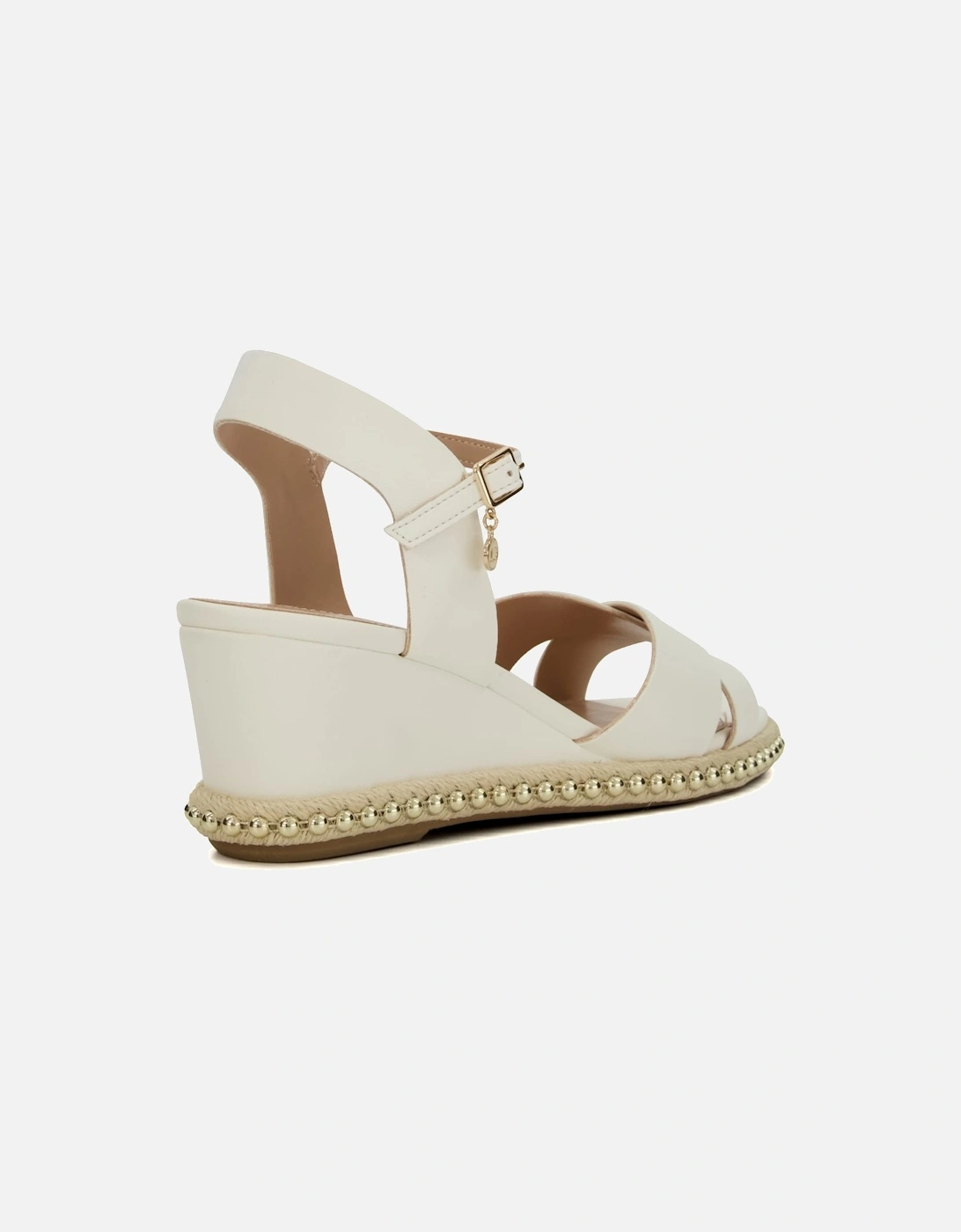 Ladies Kinda - Metal-Ball-Trim Mid-Wedge Sandals