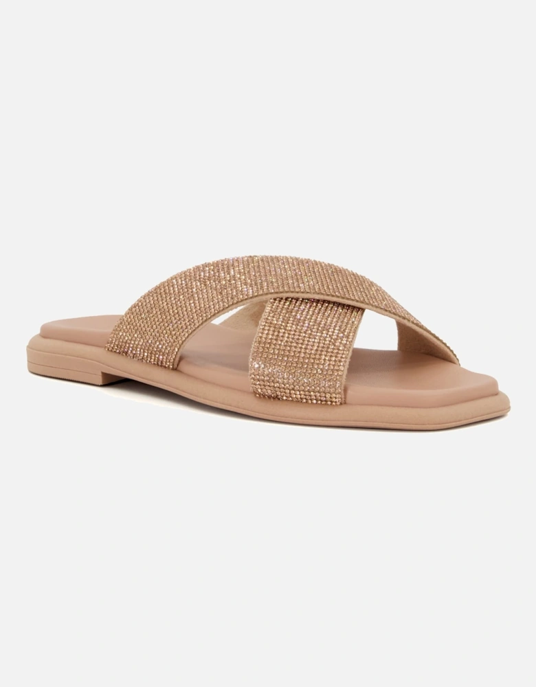 Ladies Lylah - Diamante-Strap Flat Sandals