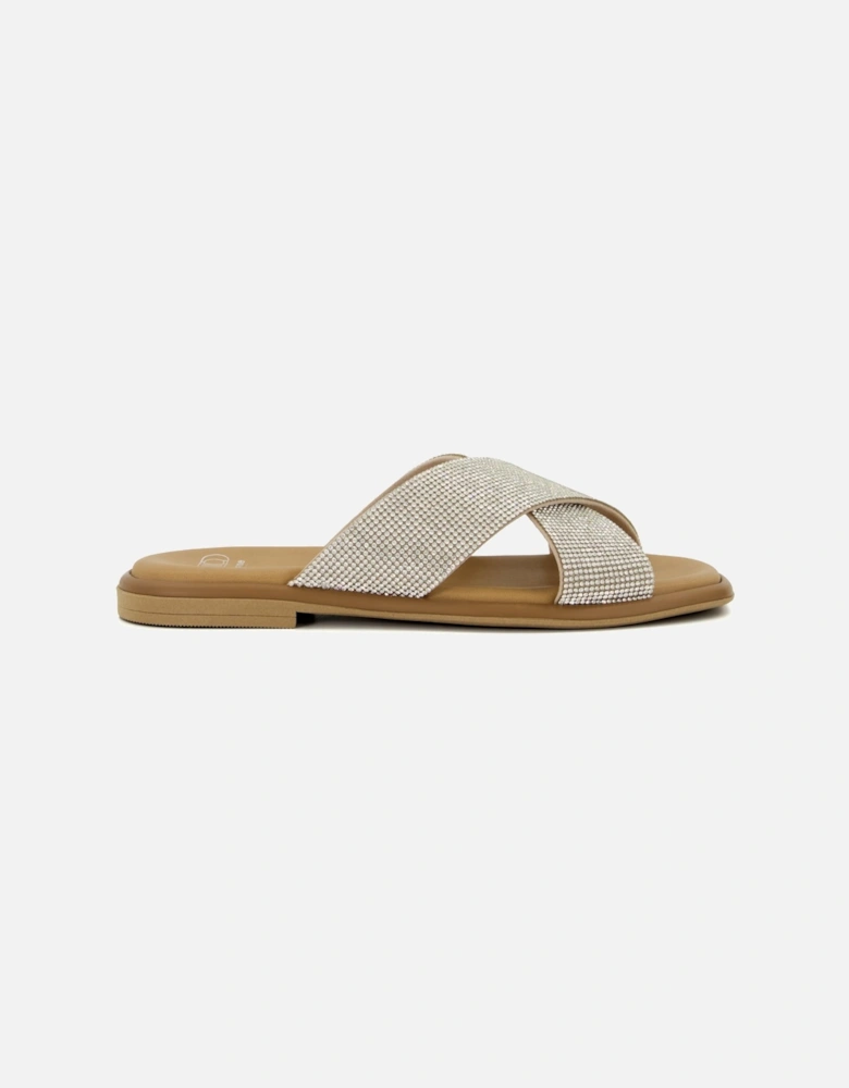 Ladies Lylah - Diamante-Strap Flat Sandals